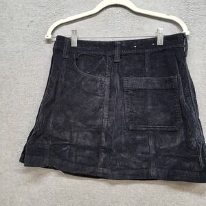 American Eagle Women Skirt 6 Black Corduroy Stretch Skater